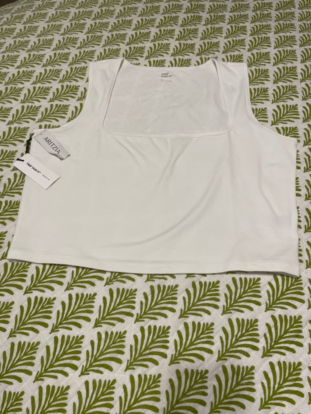 Aritzia White Square-Neck Cropped Tank